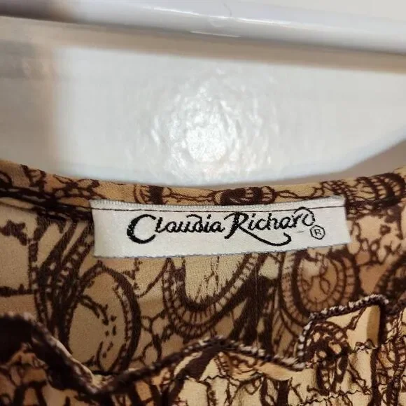 Claudia Richard Latte Swirl Peasant Top - Picture 3 of 7